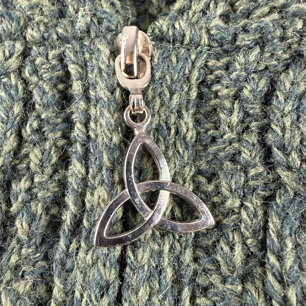 Aran Crafts Hoodie Women's 2XL Green Merino Wool Fisherman Cable Knit Full Zip - Picture 6 of 10